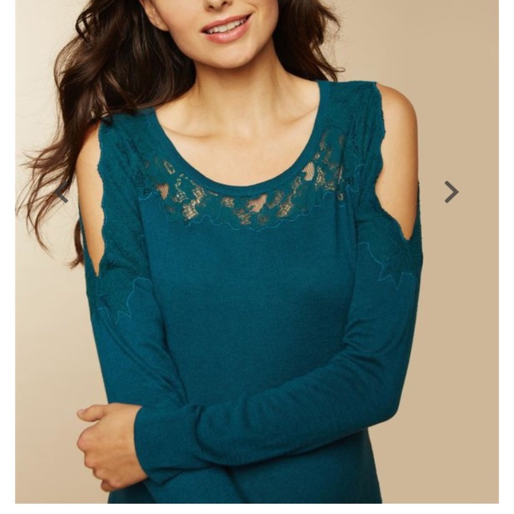 Cold shoulder teal maternity sweater
